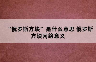 “俄罗斯方块”是什么意思 俄罗斯方块网络意义